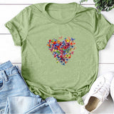 Valentine's Day T Shirts Couples Colorized Butterfly Love Pattern Printed Women's T-shirt