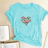 Valentine's Day T Shirts Couples Women's Love Pattern Printed Women's T-shirt