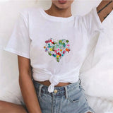Valentine's Day T Shirts Couples Women's Love Pattern Printed Women's T-shirt