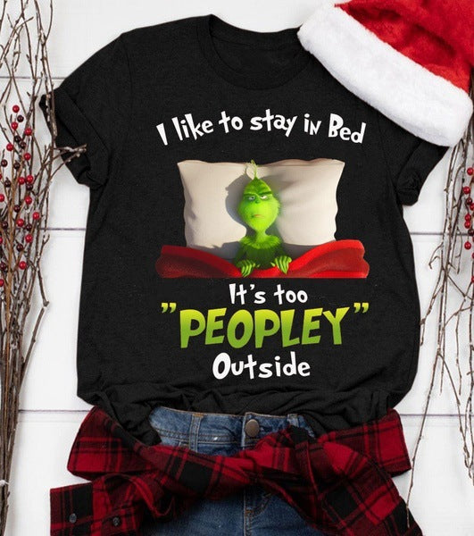 Men and Women Grinch Shirt Christmas Short Grinch Printed Short Sleeve T-shirt