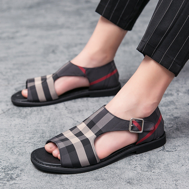 Men Sandals Indoor and Outdoor Beach Sandals Sport Flip Flops Comfort Casual Sandal Summer Men's Printing British Trend Casual