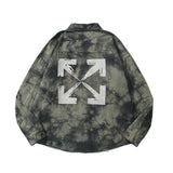 Off White Jacket Ow Autumn Straight Hem Gray Lapel Casual Side Seam Sidekick Camouflage Denim Shirt Owt