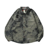 Off White Jacket Ow Autumn Straight Hem Gray Lapel Casual Side Seam Sidekick Camouflage Denim Shirt Owt