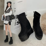 Platform Heels for Women Fall/Winter Velvet Short Boots