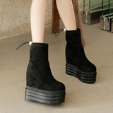 Platform Heels for Women Fall/Winter Velvet Short Boots