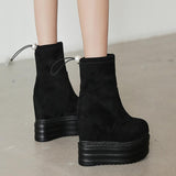 Platform Heels for Women Fall/Winter Velvet Short Boots