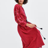 Beth Dutton Bohemian Dress Winter Autumn Midi Dresses Embroidered Midi Dress