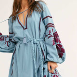 Beth Dutton Bohemian Dress Winter Autumn Maxi Dresses Lantern Long Sleeve Holiday Dress