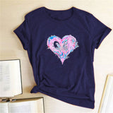 Valentine's Day T Shirts Couples Colorful Love Pattern Printed Women's T-shirt