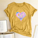 Valentine's Day T Shirts Couples Colorful Love Pattern Printed Women's T-shirt