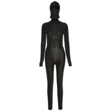 Women's Spring Clothing Long Sleeve High Neck Sexy Backless Hip Raise Skinny Sports Jumpsuit