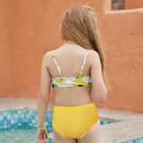 Children Swimsuit 2021 AliExpress Amazon Children's New European and American Ruffled Sunflower High Waist Sexy Bikini Swimsuit for Women