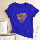 Valentine's Day T Shirts Couples Colorized Butterfly Love Pattern Printed Women's T-shirt