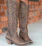 Beth Dutton Shoes Autumn and Winter Fashion Mid Heel Chunky Heel Embroidery Tall Knight Boots Women