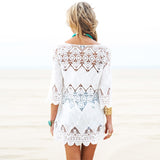 Coachella Music Festival Outfits Hollow out Crochet Coat Bikini Swimsuit Blouse Sun Protection Clothing