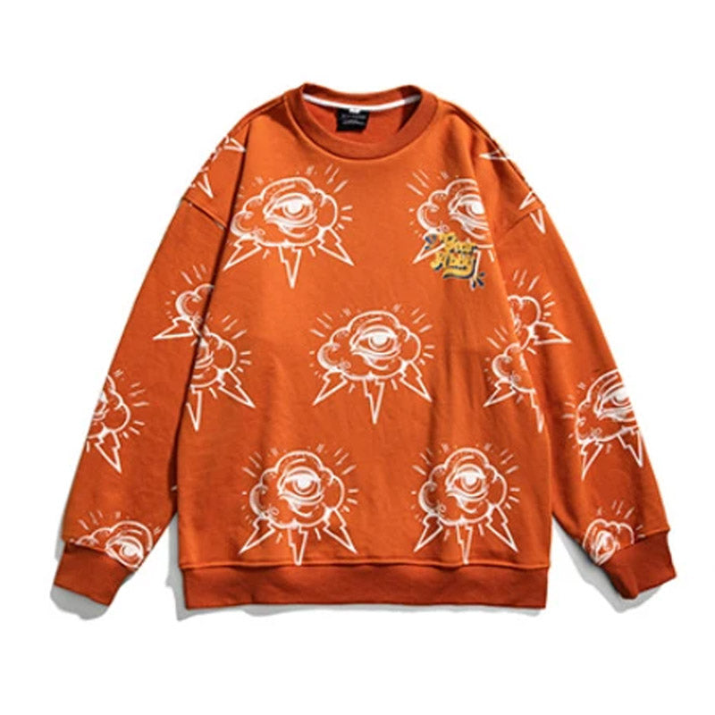 Crew Neck Sweatshirts for Men Men's Autumn Cartoon Full Printed round Neck Sweater Casual All-Matching Tops