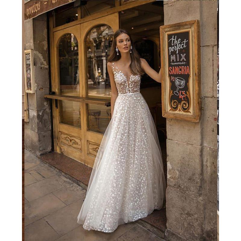 See through Wedding Dress White Formal Dress Sexy Party Evening Dress Annual Party Dress