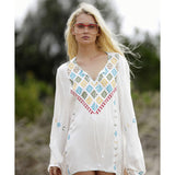 Beth Dutton Bohemian Dress Summer Spring Midi Dress Embroidered Flower Vacation