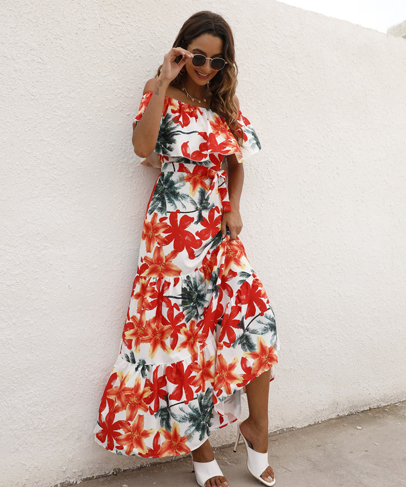 Nine Britton Dress Printed off-Neck Ruffled