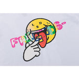 Vlone Rainbow Smiley Face Short Sleeve Men And Women Allmatching Loose Halfsleeve Summer Wear