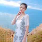 Beth Dutton Bohemian Dress Summer Spring Maxi Dresses See-through Flowy Embroidered Maxi Dress