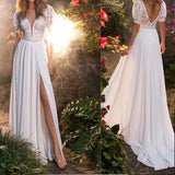 See through Wedding Dress Women's Wedding Dress Evening Dress Sexy Lace Split Dress