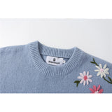 Men Sweater Flower Embroidered Knitwear Sweater Men Loose Long Sleeve Top