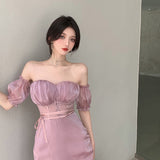 MIDI Mauve Cocktail Dress Purple Dress Slim Fit Elegant Dress