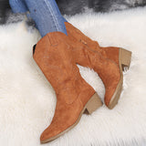 Western Shoes Autumn and Winter Large Size Low Heel Women's Boots