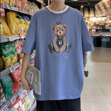 Men T-shirt Cartoon Anime Print round Neck Half Sleeve