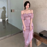 MIDI Mauve Cocktail Dress Purple Dress Slim Fit Elegant Dress