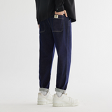 Men Jeans Dark Blue Straight Jeans All-Match Casual