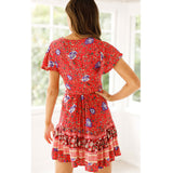 Coachella Music Festival Outfits Vacation V-neck Strap Bohemian Printed Beach Dress