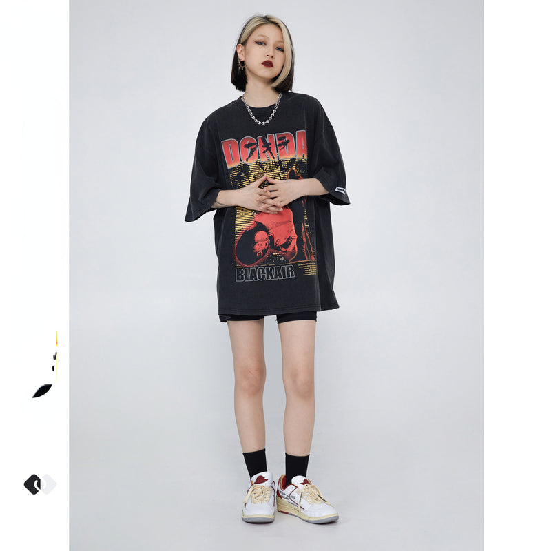 Y2g Shirts for Boys round Neck Short Sleeve Retro Printed Loose T-shirt