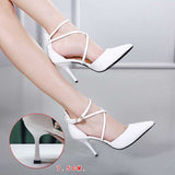 White Strappy Heels Stiletto Sandals Summer OL Work Shoes