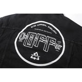 Off White Arrow Denim Jacket Jean Coat Letters Washed Distressed Men'S And Women'S Motorcycle Denim Jacket Owt