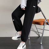 Grey Sweatpants Gray, Fleece Lining Wide-Leg Pants for Women Spring and Autumn