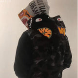 Bathing Ape Hoodie Tiger Head Shark Double Hood Sweater Camouflage Hoodie Youth Hooded Sweater Casual Coat