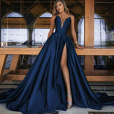 Long Homecoming Dresses Autumn Winter Sexy Deep V Split Long Dress Wedding Dress