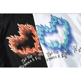 Man Fall Outfits Street Hip-Hop Love Flame Graffiti Thin Sweater Men 'S Fashion Brand Loose Couple Casual All-Matching Long T-shirt