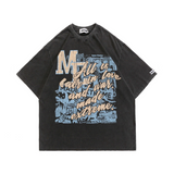 Y2g Shirts for Boys Loose Short Sleeve Male Letter Printed T-shirt
