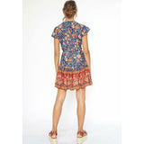 Coachella Music Festival Outfits Ruffled Positioning Printed V-neck Bohemian Stomach Blanket Dress
