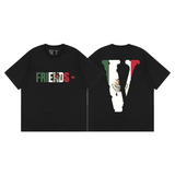 Vlone Mexico Friends Shirt Spring And Summer Letter Large V Short Sleeve T-Shirt Loose Men