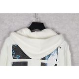 Off White Hoodie With Arrow Print Men'S Zipper Casual Comfortable Cotton Long Sleeve Owt