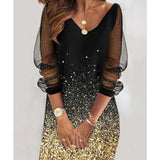 Valentine's Day Dress Sexy Mesh Stitching Long Sleeve Dress