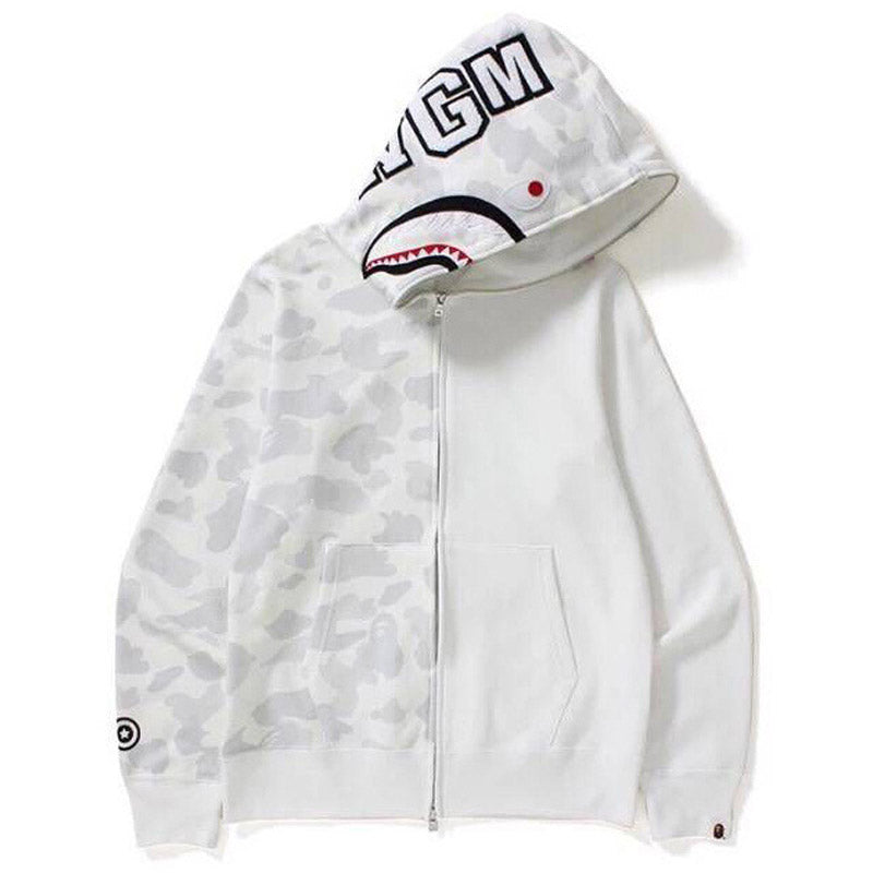 Bathing Ape Ape Head Camouflage Stitching Sweatshirt Hooded Zipper Fleece Jacket