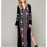 Beth Dutton Bohemian Dress Winter Autumn Maxi Dresses Embroidered 3/4 Sleeve Long Dress