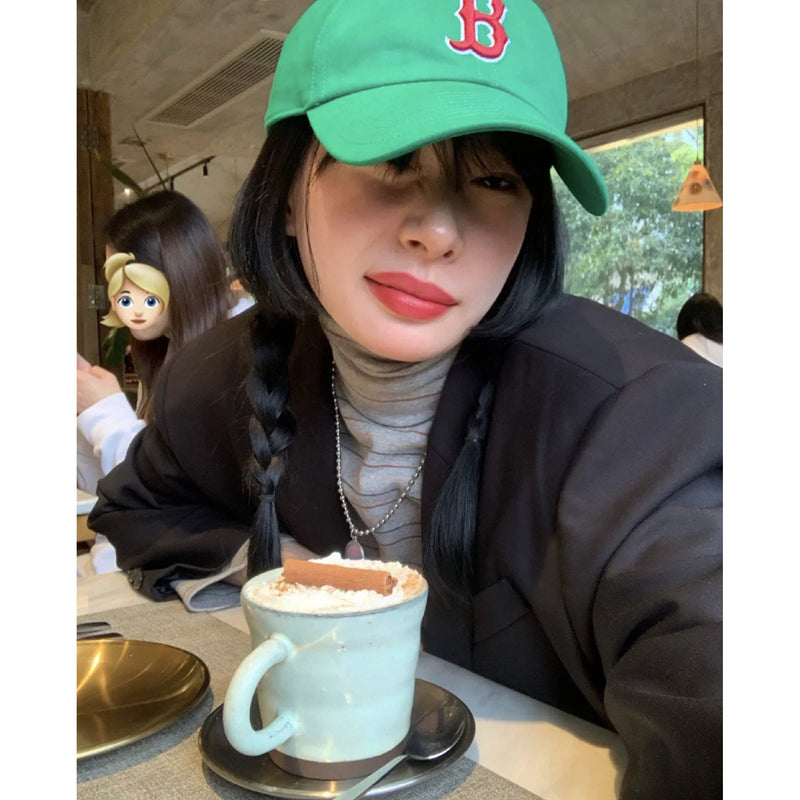 Boston baseball cap Green Hats Women's Spring and Autumn Baseball Cap Men