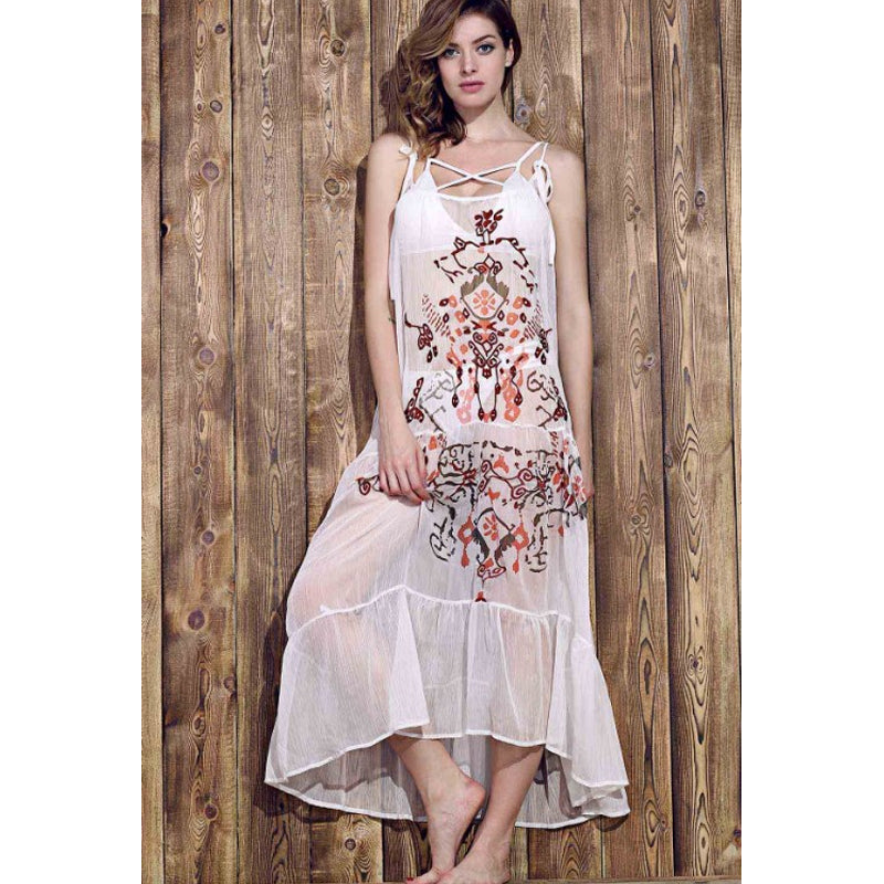 Beth Dutton Bohemian Dress Summer Spring Maxi Dresses Summer Embroidered Dress