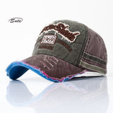 Ball Caps Vintage Fashion Ripped Baseball Cap 1969 Edging